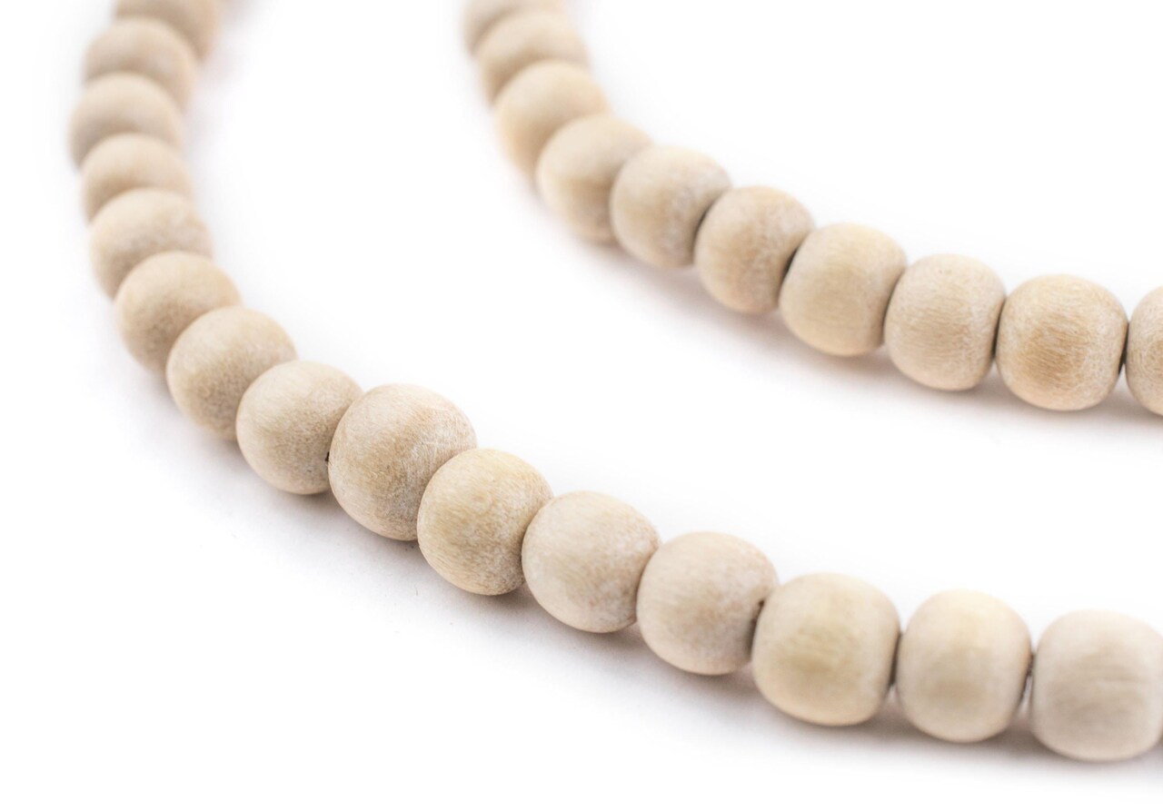 The Bead Chest Natural 6mm Wooden Beads in Cream for Jewelry Making – Round Loose Wood Spacer Beads I Approximately 75 Beads